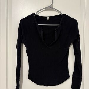 Free People Black Long Sleeve Women's Top